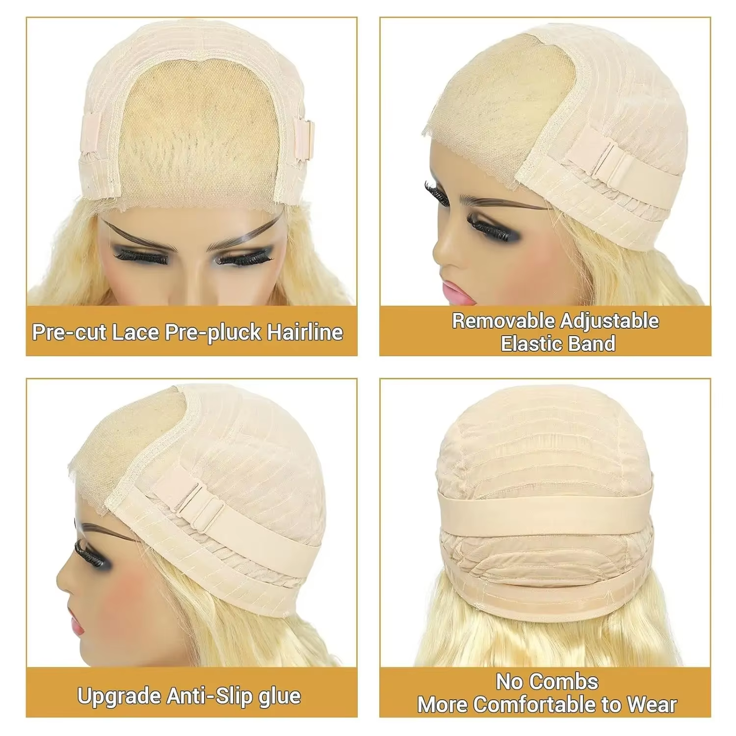 32 inches 613 Honey Blonde 13X6 Body Wave Lace Front Human Hair Wig Brazilian Virgin Hair Transparent 13X4 Lace Front Wig - Image 6