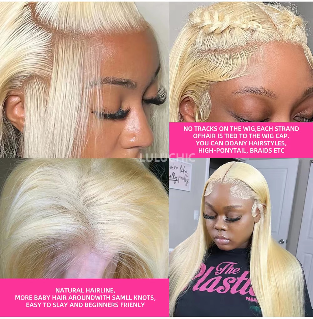 613 Blonde Straight 13x6 HD Lace Front Wigs transparent Brazilian Preplucked Baby Human Hair 13×4 HD Lace Frontal Wigs For Women - Image 6