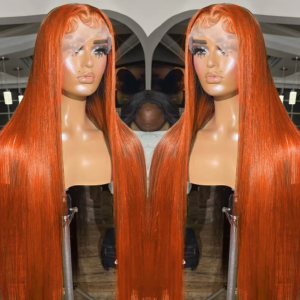 Orange Ginger Lace Front Wig Human Hair 13x4 Straight Lace Frontal Wig Pre Plucked Highlight Colored Human Hair Wigs For Women