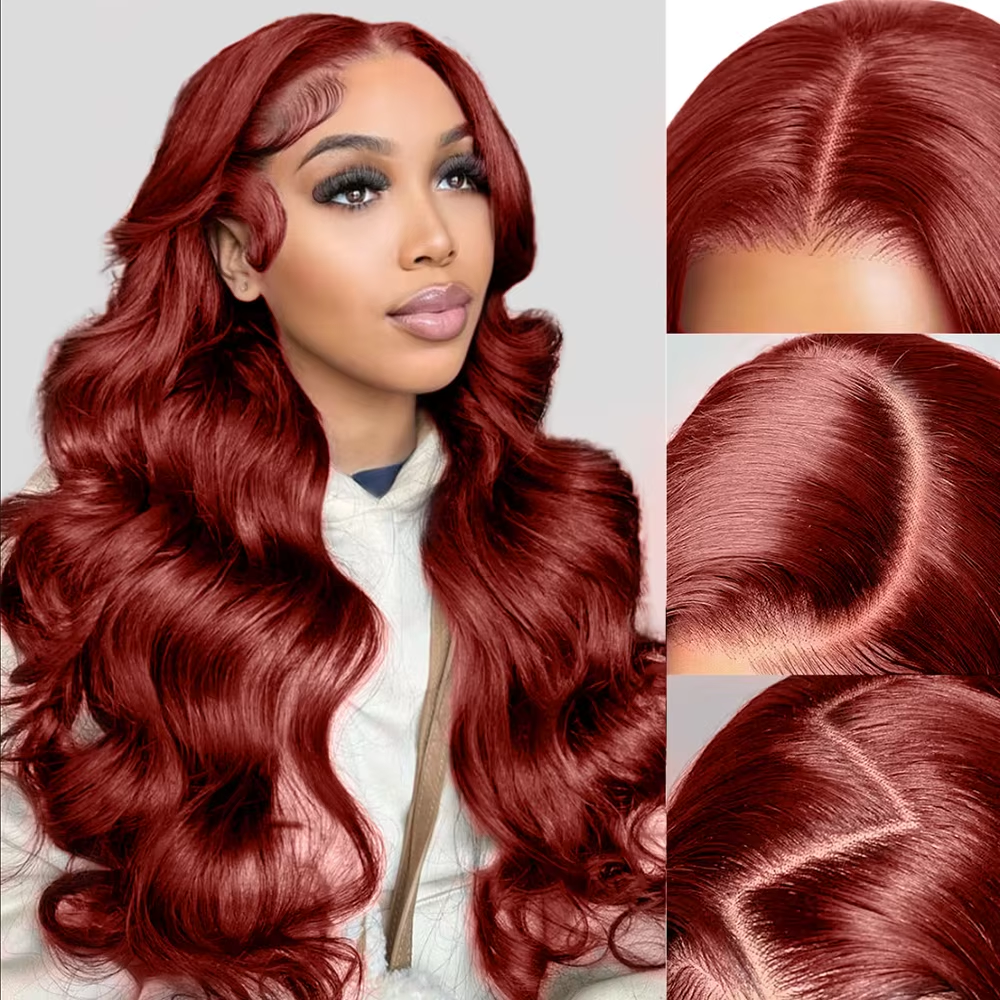 13x4 Reddish Brown HD Lace Front Wigs Human Hair 200 Density Body Wave Lace Frontal Colored Wig Pre Plucked Pre Cut For Women - Image 4