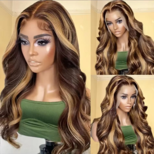 Ombre Highlight Body Wavy Human Hair Front Wig 13x6 Brazilian Transparent Honey Blonde Colored 13x4 Lace Frontal Wig For Women
