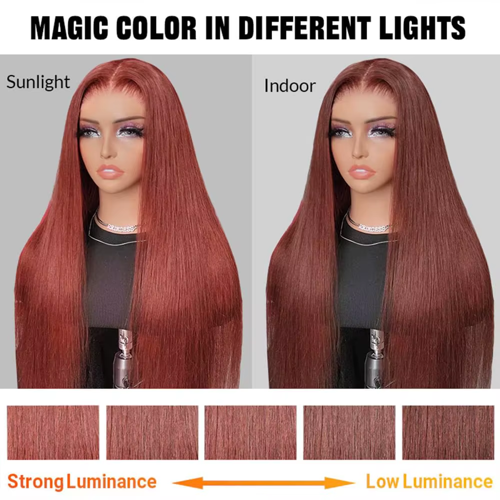 Reddish Brown Straight 13x6 HD Lace Frontal Human Hair Wig Pre Plucked 13x4 Lace Frontal Wigs Colored Brazilian 100% Human Wigs - Image 6