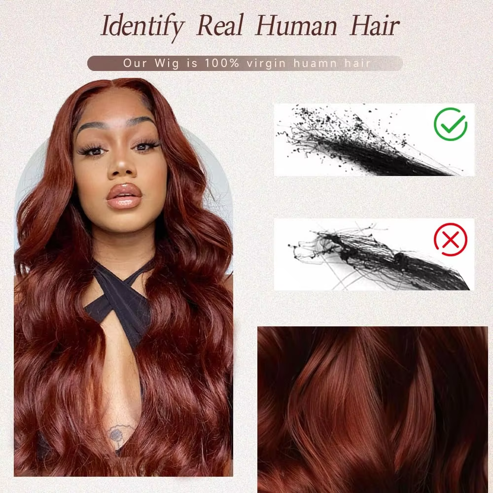 13x4 Reddish Brown Body Wave Lace Frontal Human Hair Wig Pre Plucked Hd Lace Frontal Wigs Colored Brazilian Human Hair Wigs - Image 4