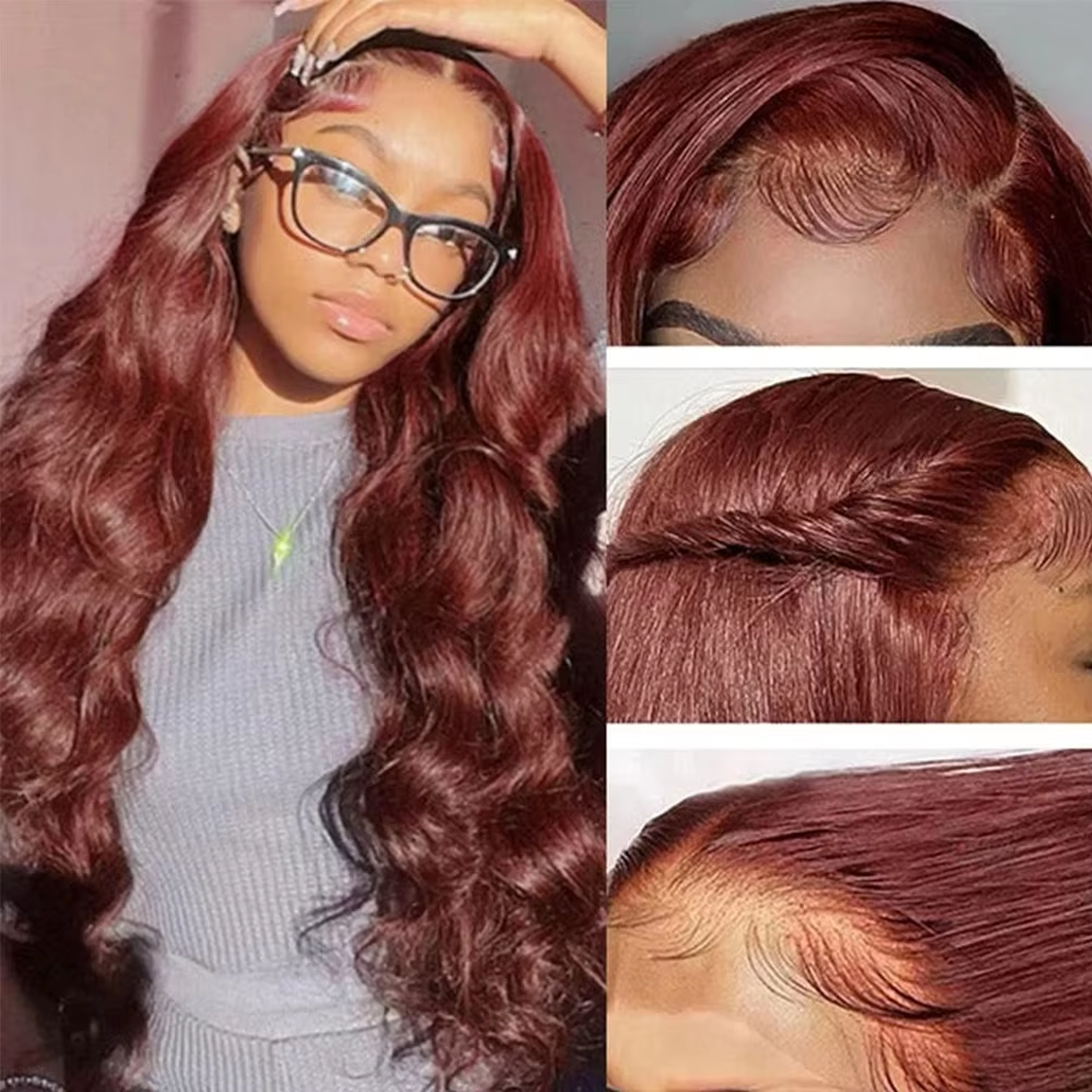 Reddish Brown Body Wave Lace Front Wigs Human Hair 180% 13x4 Transparent Lace Wig Human Hair Wigs Brazilian Hair Preplucked - Image 5