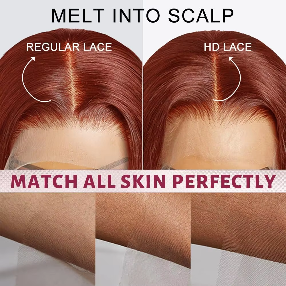 13x4 Reddish Brown HD Lace Front Wigs Human Hair 200 Density Body Wave Lace Frontal Colored Wig Pre Plucked Pre Cut For Women - Image 7