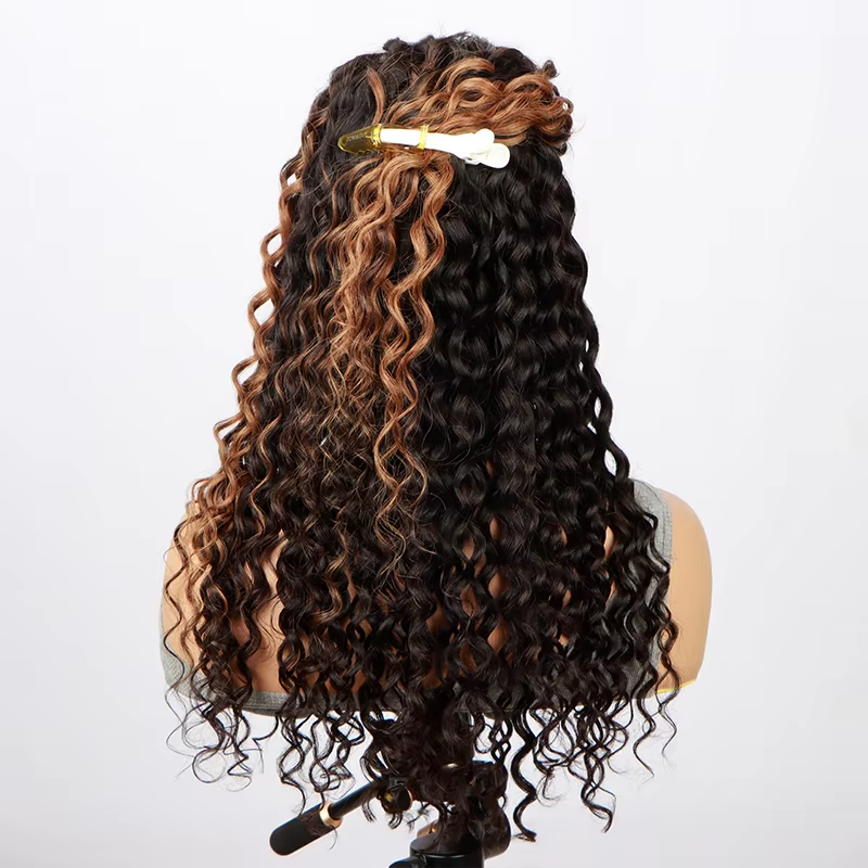 1B30 Transparent 13×4 Deep Wave Frontal Wig Curly Lace Front Human Hair Wigs For Women Wet And Wavy 4x4 Water Closure Wig