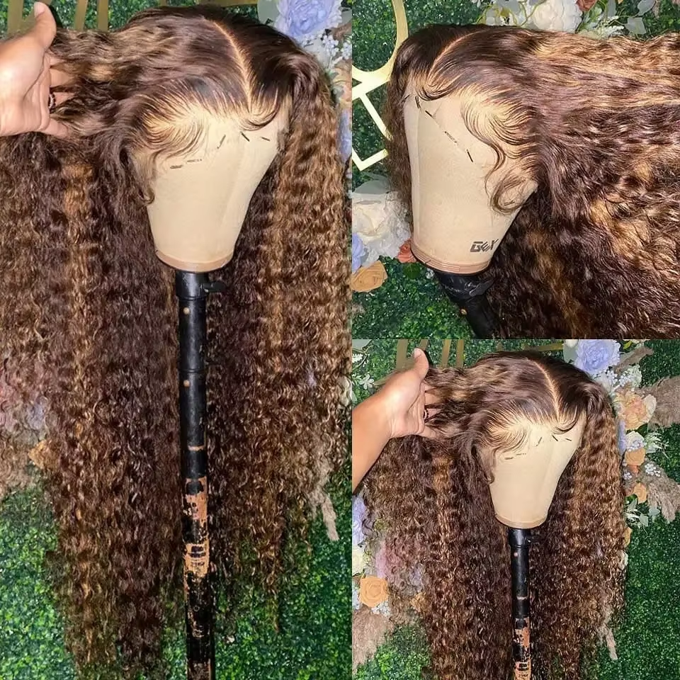 427 Highlight Wig Curly Human Hair 13x4 Deep Wave Bleached Knots Lace Wigs 427 Pre Plucked 13x6 Lace Human Hair Wigs - Image 4