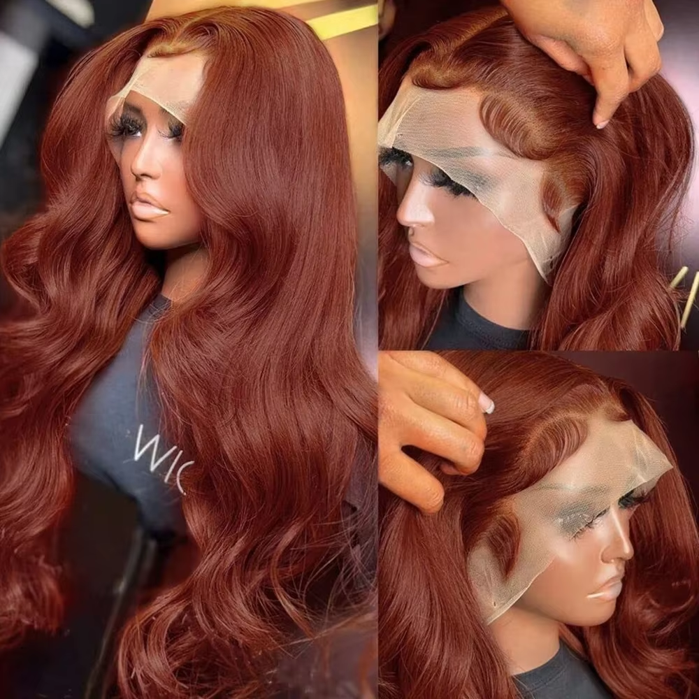 13x4 Reddish Brown Body Wave Lace Frontal Human Hair Wig Transparent 13x6 Lace Frontal Wig Human Hair Wig for Women