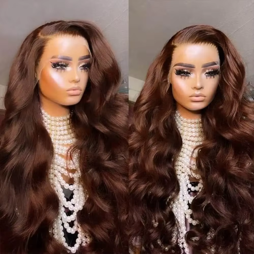 Chocolate Brown lace 13x6 Human Hair Lace Frontal Wig Body Wave 13x4 Lace Front Human Hair Wigs Pre Plucked for Women On Sale