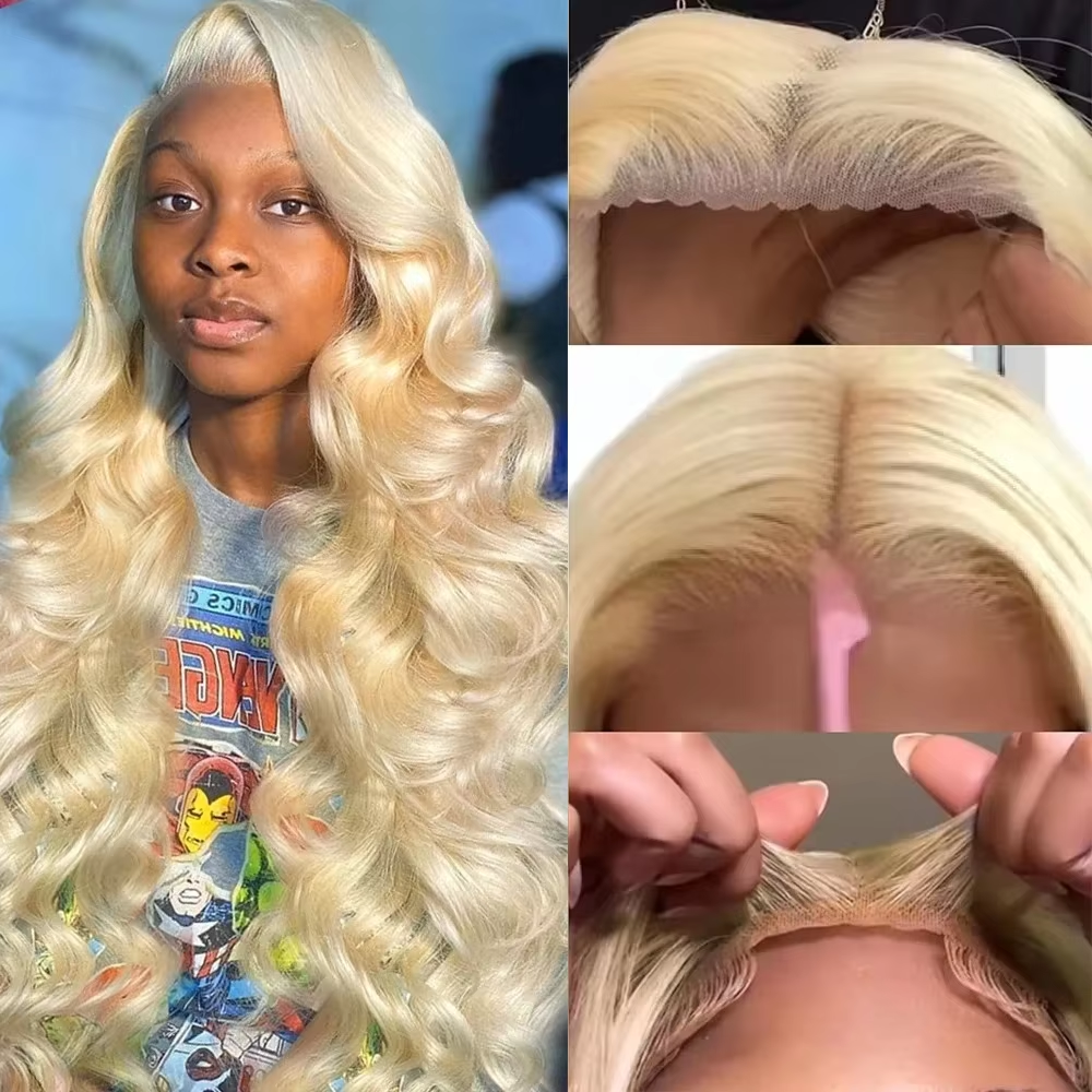 32 inches 613 Honey Blonde 13X6 Body Wave Lace Front Human Hair Wig Brazilian Virgin Hair Transparent 13X4 Lace Front Wig