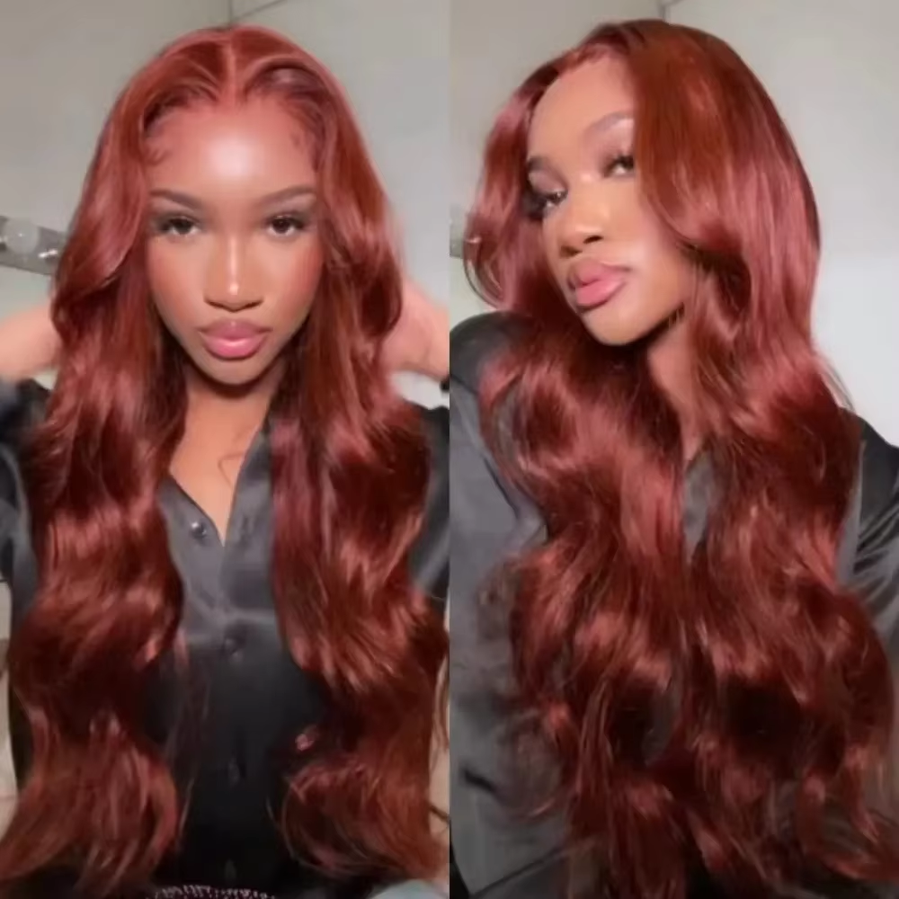 13x4 Reddish Brown Body Wave Lace Frontal Human Hair Wig Transparent 13x6 Lace Frontal Wig Human Hair Wig for Women - Image 5
