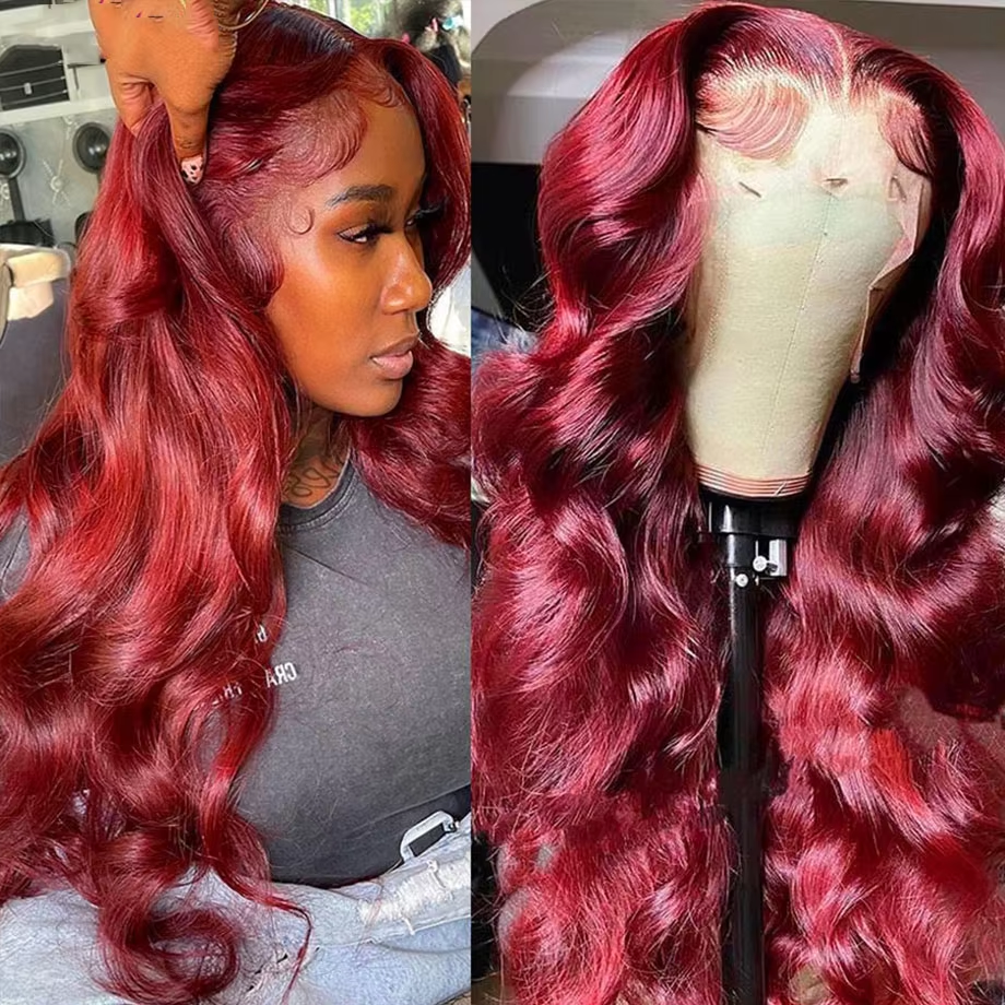 Burgundy 99J 13x6 HD Transparent Lace Front Human Hair Wig 13x4 Body Wave Lace Frontal Wig Brazilian Colored Remy Wigs for Women - Image 6