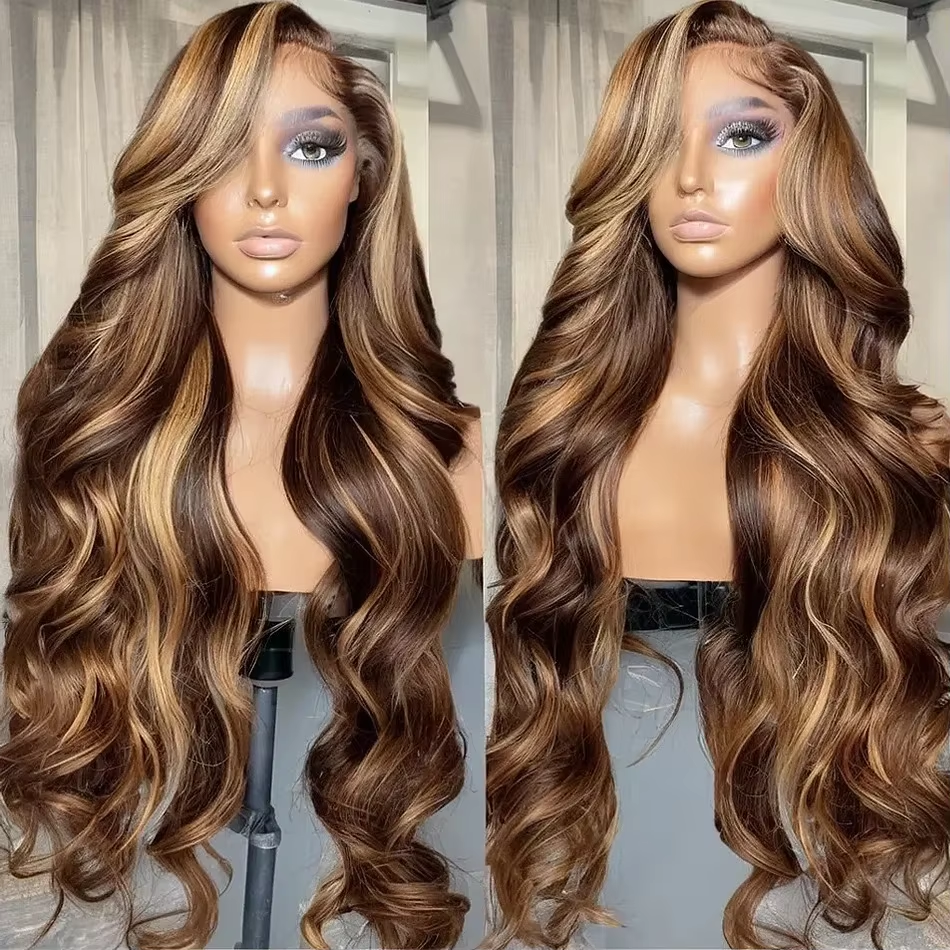 Ombre Highlight Body Wavy Human Hair Front Wig 13x6 Brazilian Transparent Honey Blonde Colored 13x4 Lace Frontal Wig For Women - Image 6