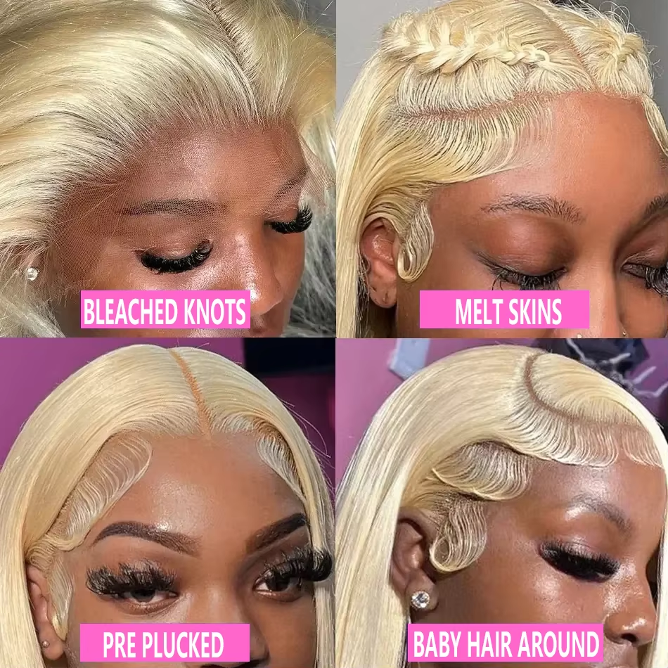 613 Blonde Transparent 13×6 Lace Frontal Wig Straight Honey Blonde Brazilian Remy 13×4 Lace Front Human Hair Wig for Women - Image 5