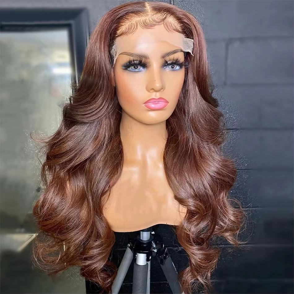 Chocolate Brown lace 13x6 Human Hair Lace Frontal Wig Body Wave 13x4 Lace Front Human Hair Wigs Pre Plucked for Women On Sale - Image 6