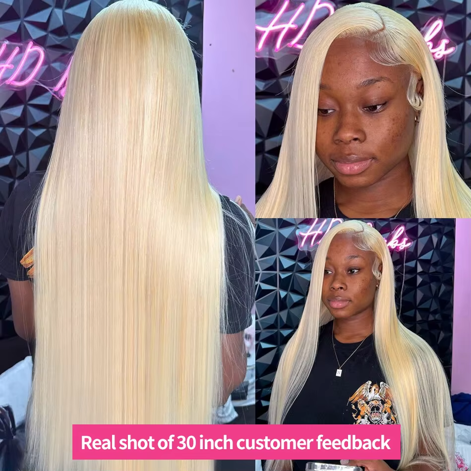 613 Blonde Transparent 13×6 Lace Frontal Wig Straight Honey Blonde Brazilian Remy 13×4 Lace Front Human Hair Wig for Women - Image 4