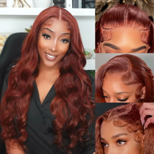 Reddish Brown 13x4 Body Wave HD Lace Frontal Human Hair Wig Pre Plucked Hd Lace Frontal Wigs Colored Brazilian Human Hair Wig