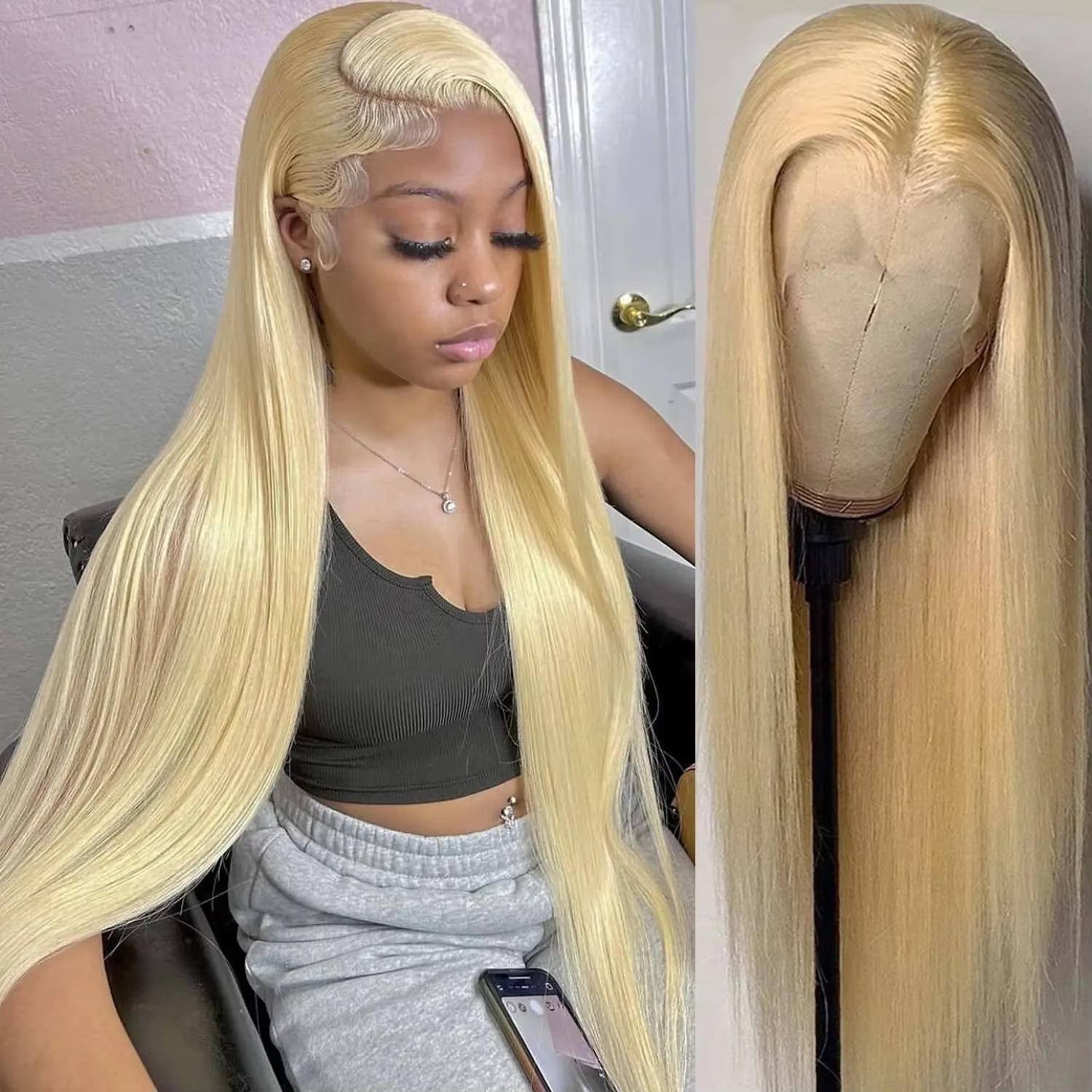 613 Blonde 13×6 Lace Frontal Wigs 13x4 Straight Human Hair Transparent Brazilian Remy Lace Frontal Wigs 4×4 Closure Wig