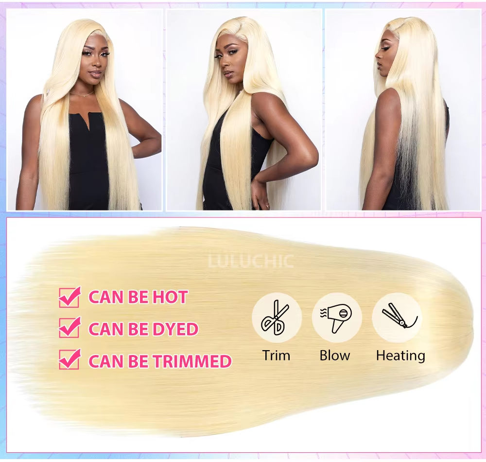 613 Blonde Straight 13x6 HD Lace Front Wigs transparent Brazilian Preplucked Baby Human Hair 13×4 HD Lace Frontal Wigs For Women - Image 4