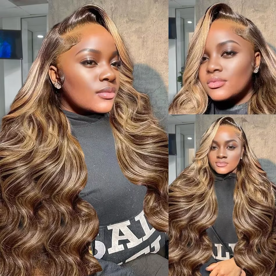 427 Highlight Body Wave Wig Human Hair 13x4 Lace Wigs Brazilian Body Wave 13x6 Transparent Lace Part Wig PrePlucked for Women - Image 5