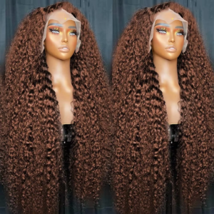 Chocolate Brown 13x6 Transparent Lace Front Human Hair Wigs Colored For Women 13x4 Deep Wave Frontal Wig Curly Human Hair Wigs