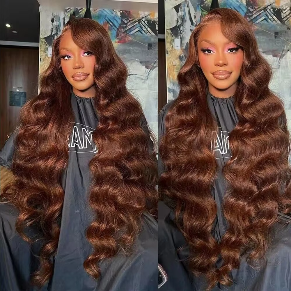 Chocolate Brown 13x4 Lace Human Hair Lace Frontal Wig Body Wave 13x6 Lace Front Human Hair Wigs Pre Plucked for Women On Sale - Image 5