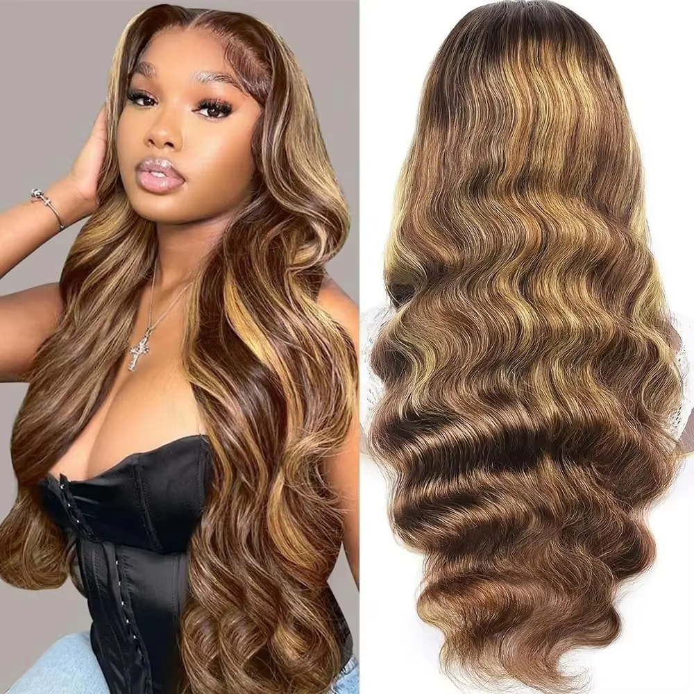 427 Highlight Body Wave Wig Human Hair 13x4 Lace Wigs Brazilian Body Wave 13x6 Transparent Lace Part Wig PrePlucked for Women - Image 7