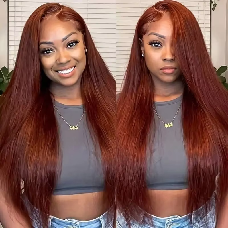 13x4 Reddish Brown Straight Lace Frontal Human Hair Wig 13x6 Lace Frontal Wig 4x4 Closure Human Hair Wig Pre Plucked - Image 6