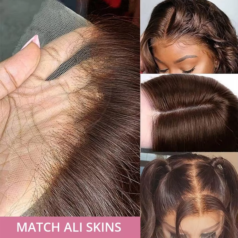 Chocolate Brown 13x4 Lace Human Hair Lace Frontal Wig Body Wave 13x6 Lace Front Human Hair Wigs Pre Plucked for Women On Sale - Image 4