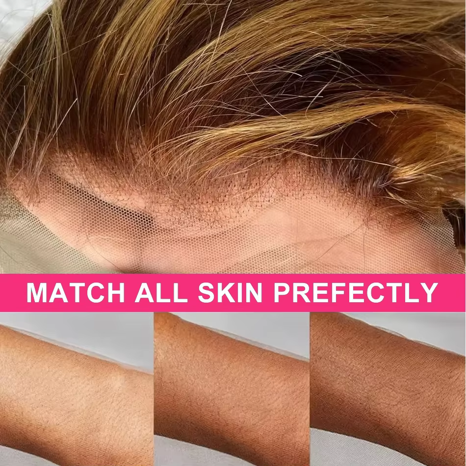 427 Highlight Colored Ombre Blonde Body Wave Lace Front Wig Human Hair Brazilian 13x4 Transparent Lace Frontal Wig For Women - Image 3