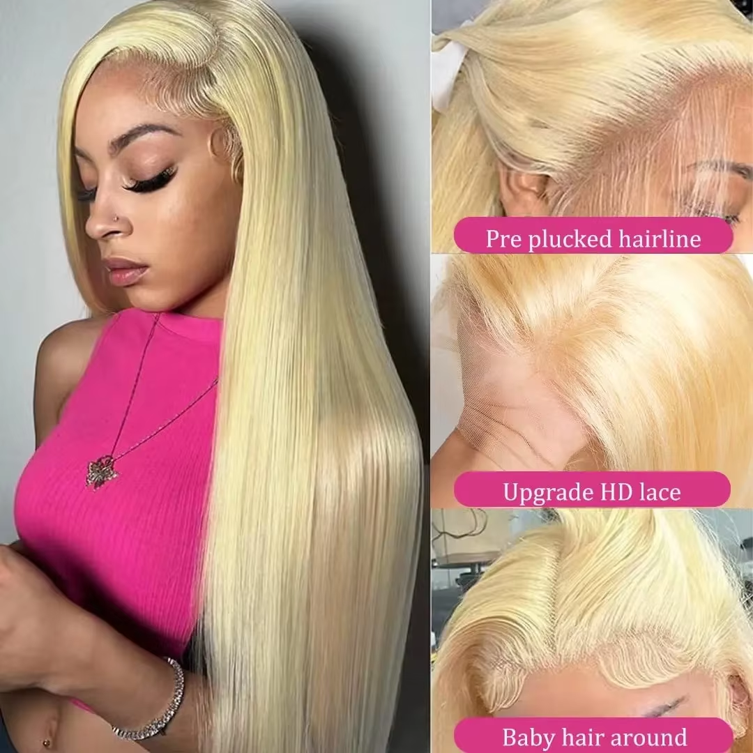 613 Blonde 13×6 Lace Frontal Wigs 13x4 Straight Human Hair Transparent Brazilian Remy Lace Frontal Wigs 4×4 Closure Wig - Image 3