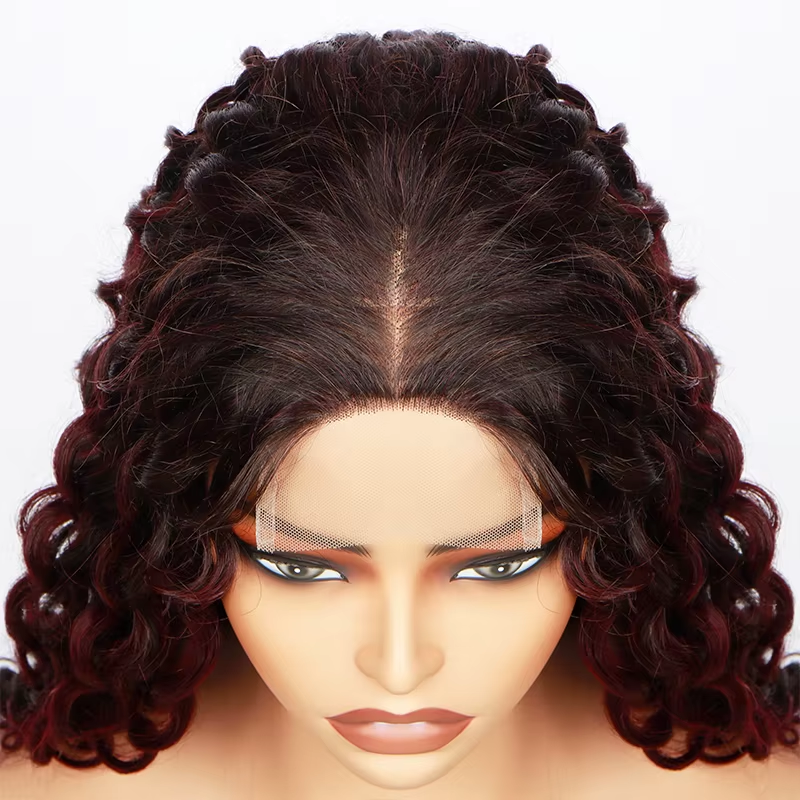 1B99j Transparent 4×4 Deep Wave Frontal Wig Curly Lace Front Human Hair Wigs For Women Wet And Wavy 4x4 Water Closure Wig - Image 6