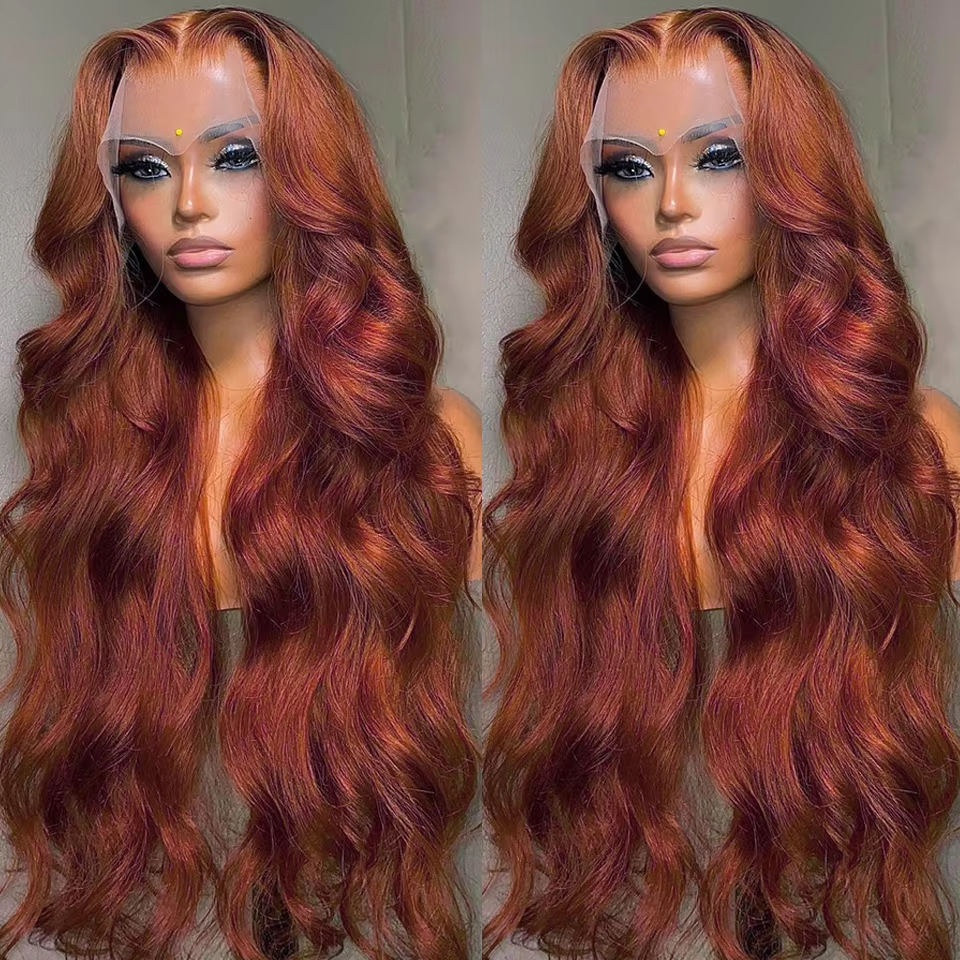 Reddish Brown Body Wave 13x6 Lace Front Wig 13x4 Transparent Lace Frontal Wigs Pre Plucked Closure Wig For Women 180% Density - Image 5