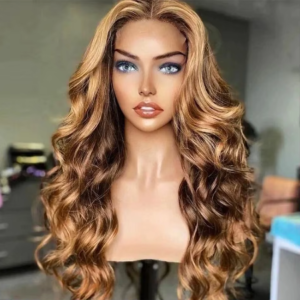 427 Highlight Colored Ombre Blonde Body Wave Lace Front Wig Human Hair Brazilian 13x4 Transparent Lace Frontal Wig For Women