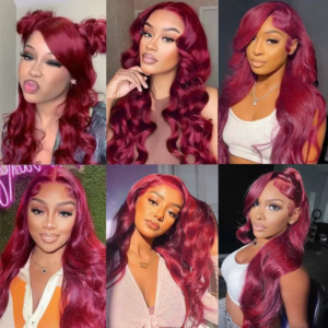 Burgundy 99J 13x6 HD Transparent Lace Front Human Hair Wig 13x4 Body Wave Lace Frontal Wig Brazilian Colored Remy Wigs for Women
