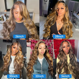 P427 Highlight Body Wave 13×6 Lace Frontal Wigs Ombre Colored Human Wigs 13×4 Transparent Lace Preplucked Wigs For Women