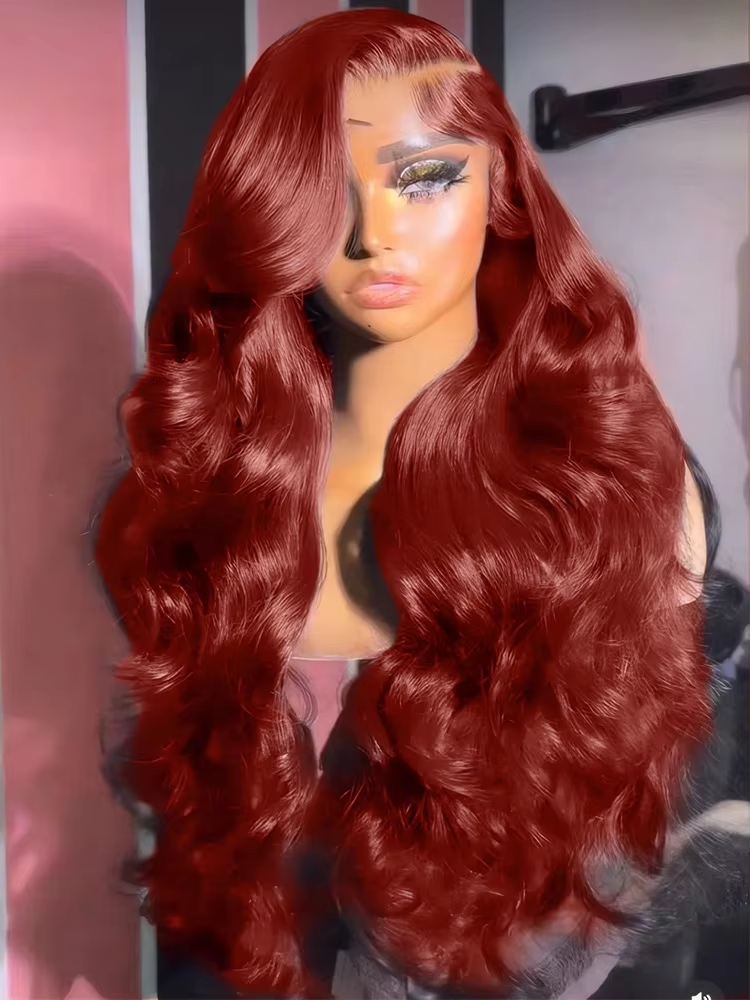 200% Density 13x4 Reddish Brown HD Lace Front Human Hair Update Wigs For Women Red Body Wave Lace Frontal Wig Brazilian Hair - Image 6
