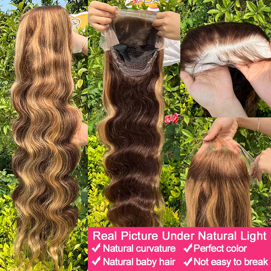 Highlight Wig Human Hair Body Wave Lace Front Human Hair Wig Brazilian Remy Colored 13x4 Hd Lace Frontal Wigs For Women 200% - Image 6