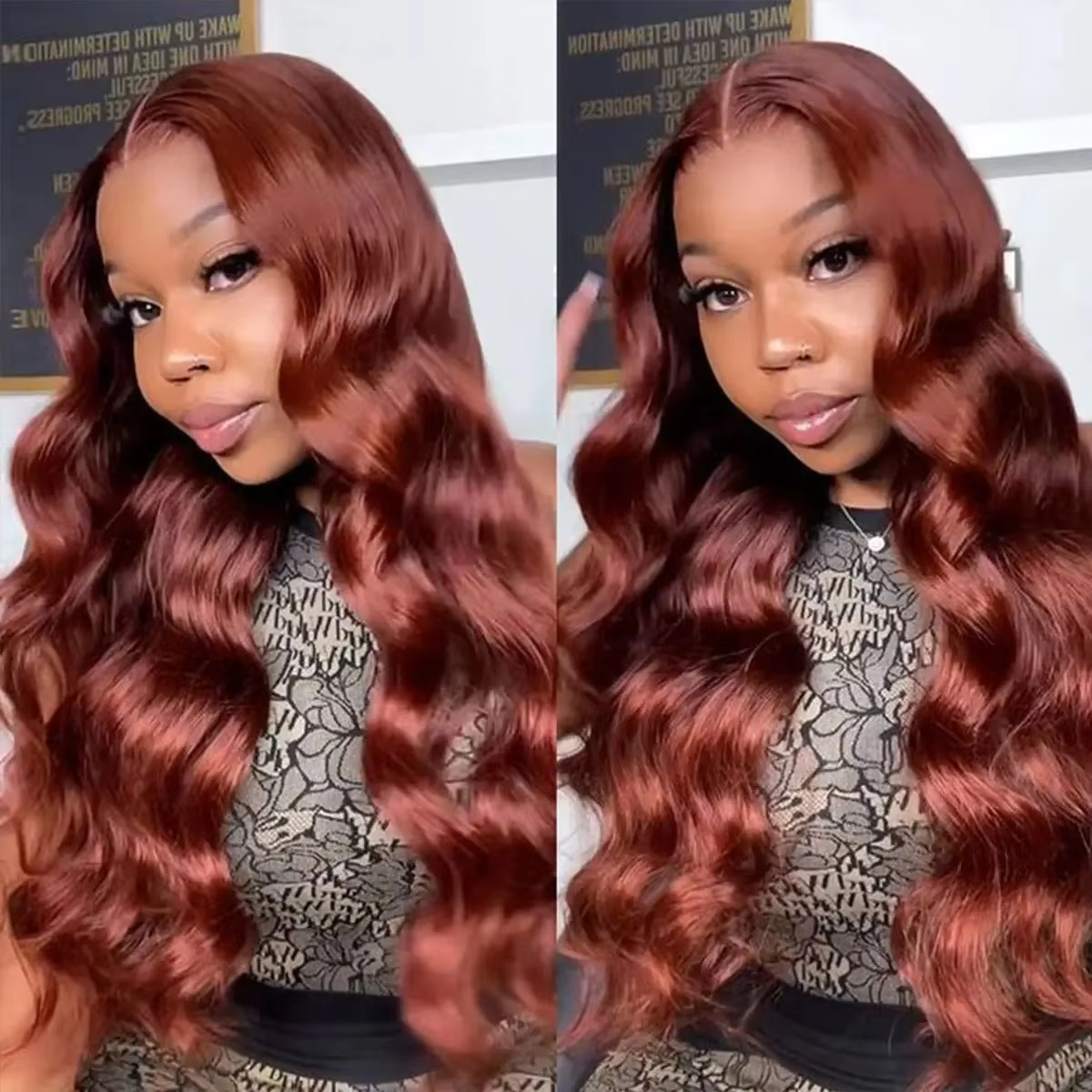 Reddish Brown Body Wave Lace Front Wigs Human Hair 180% 13x4 Transparent Lace Wig Human Hair Wigs Brazilian Hair Preplucked - Image 6