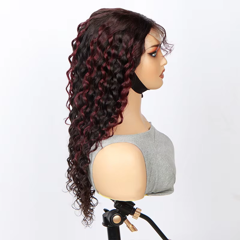 1B99j Transparent 4×4 Deep Wave Frontal Wig Curly Lace Front Human Hair Wigs For Women Wet And Wavy 4x4 Water Closure Wig - Image 5