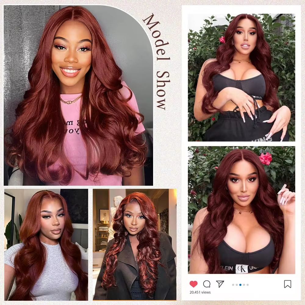 Reddish Brown 13x4 Body Wave HD Lace Frontal Human Hair Wig Pre Plucked Hd Lace Frontal Wigs Colored Brazilian Human Hair Wig - Image 7