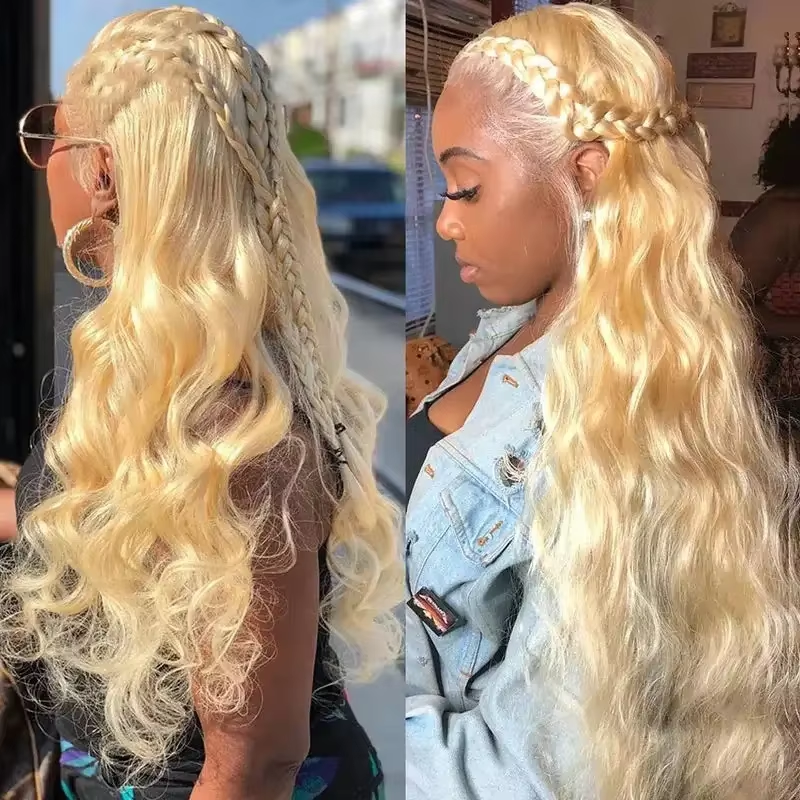 32 inches 613 Honey Blonde 13X6 Body Wave Lace Front Human Hair Wig Brazilian Virgin Hair Transparent 13X4 Lace Front Wig - Image 3