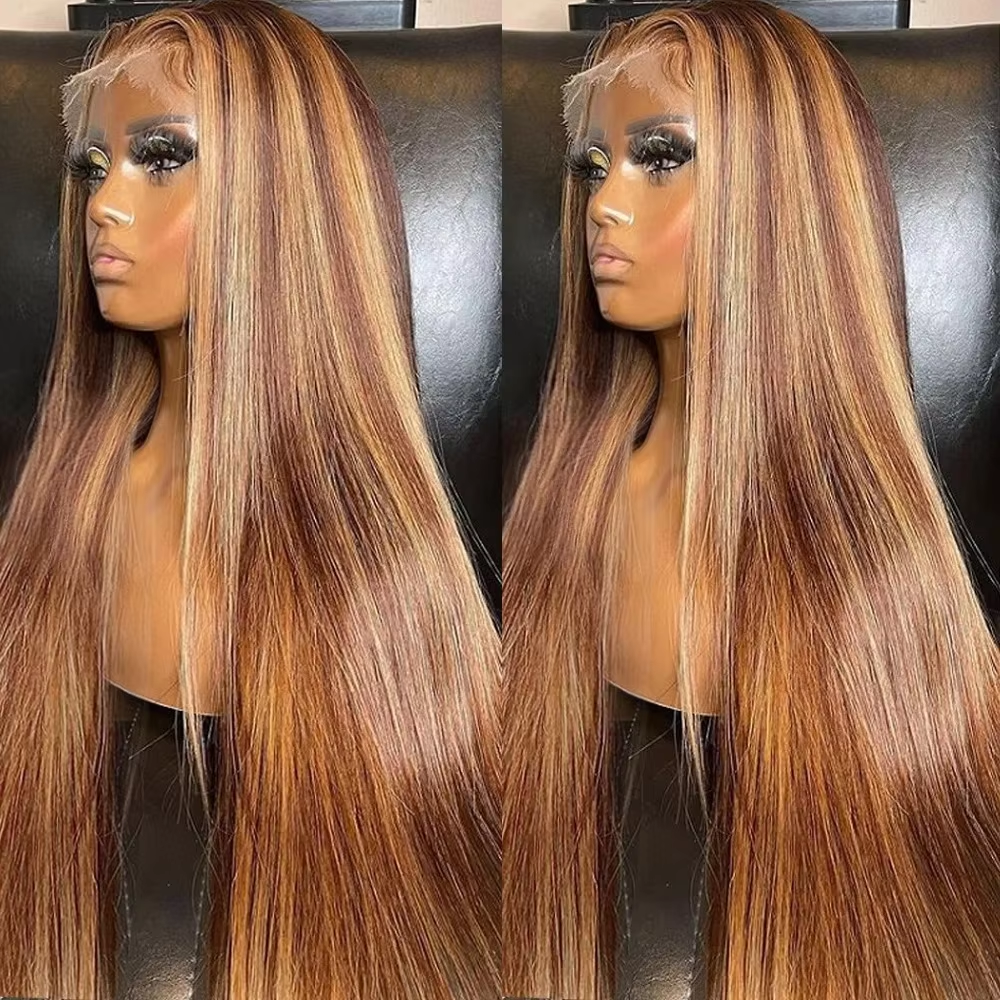 P427 Highlight Wig Frontal Lace Wig Brazilian Straight Hair Ombre 13x6 13x4 Lace Preplucked 4x4 Lace Wigs Women - Image 5