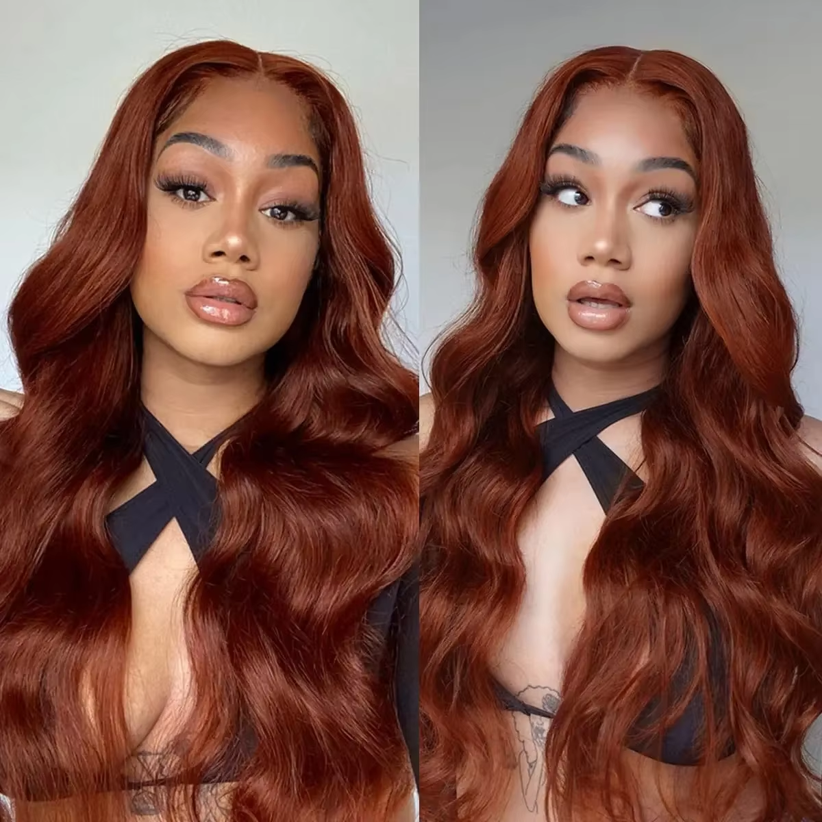 13x4 Reddish Brown Body Wave Lace Frontal Human Hair Wig Transparent 13x6 Lace Frontal Wig Human Hair Wig for Women - Image 4