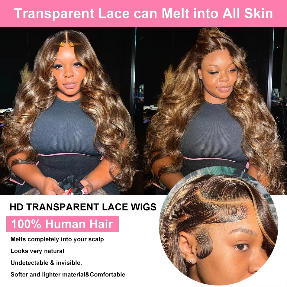 P427 Highlight Wig Front Lace Wig Brazilian Straight Hair Ombre 13x6 13x4 Lace Forehead Wig 4x4 Lace Closure Wig Women - Image 4