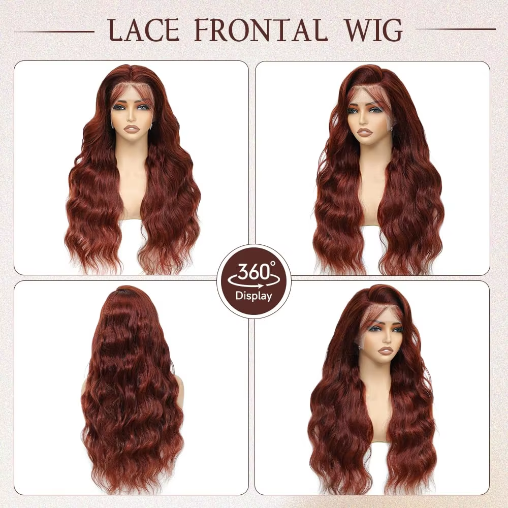 13x4 Reddish Brown Body Wave Lace Frontal Human Hair Wig Pre Plucked Hd Lace Frontal Wigs Colored Brazilian Human Hair Wigs - Image 6