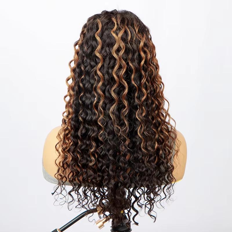 1B30 Transparent 13×4 Deep Wave Frontal Wig Curly Lace Front Human Hair Wigs For Women Wet And Wavy 4×4 Water Closure Wig