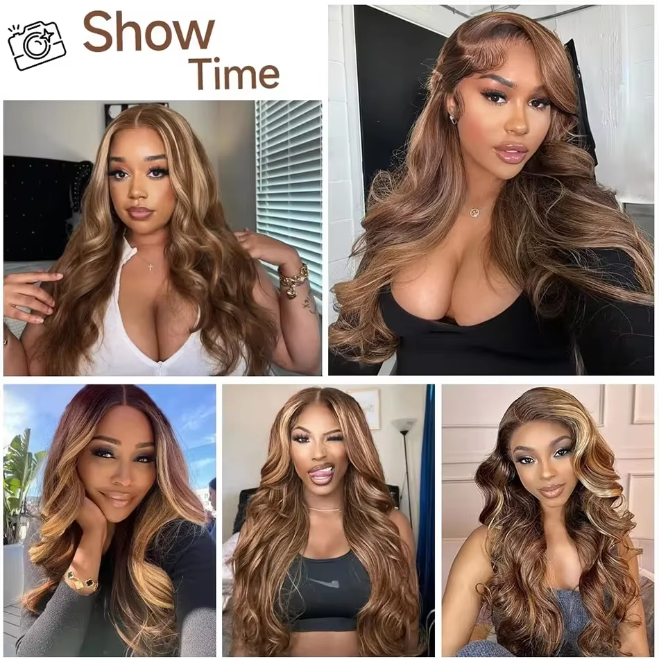 Highlight Wig Human Hair Body Wave Lace Front Human Hair Wig Brazilian Remy Colored 13×4 Hd Lace Frontal Wigs For Women 200%