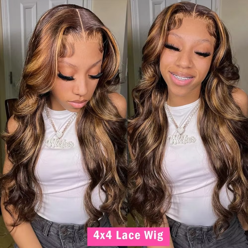 13x4 Highlight Ombre Body Wave Lace Front Wig Human Hair 427 Brown Colored 13x6 Lace Frontal Brazil Wigs Pre Plucked for Women - Image 3