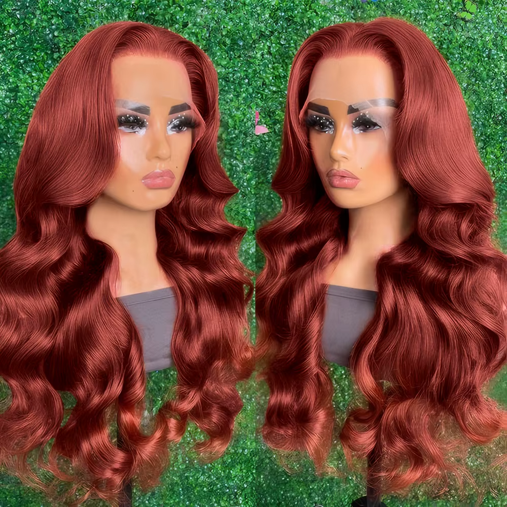 13×4 HD Reddish Brown Lace Front Wig Human Hair Pre Plucked Transparent Body Wave Lace Frontal Wigs Colored Wigs For Women